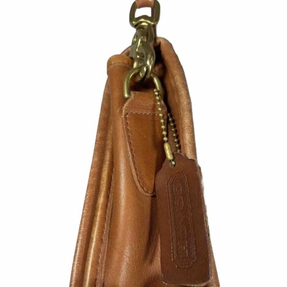 Vintage COACH Penny Pocket Crossbody Purse Brown Tan Leather #9755 USA Turnlock - Picture 5 of 16